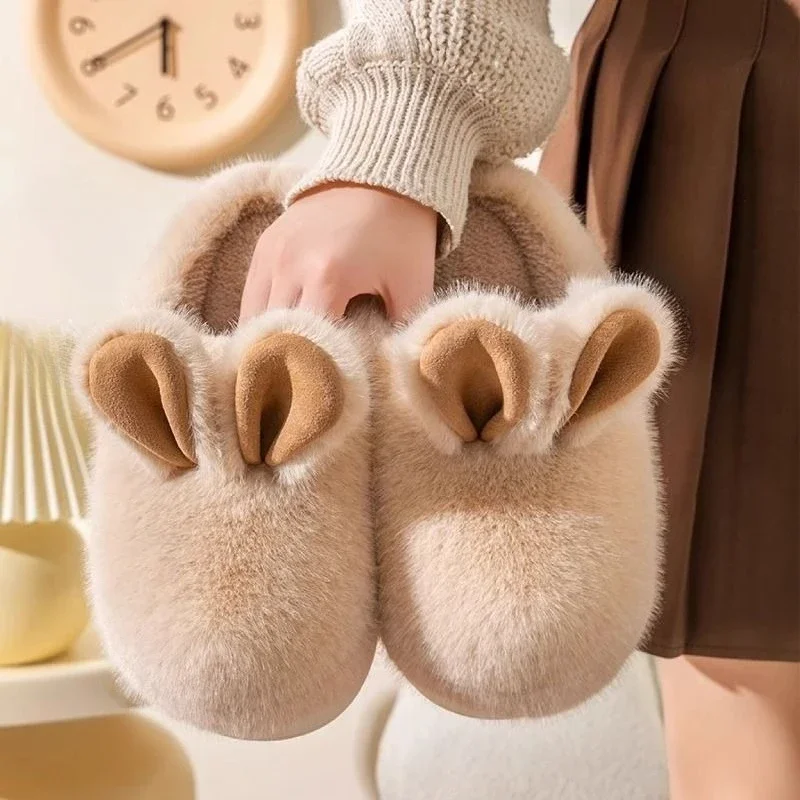 

Women's Winter Cartoon Cotton Slippers Couples Thickened Fleece Lined Anti Slip Thick Bottom Indoor Outdoor Warm