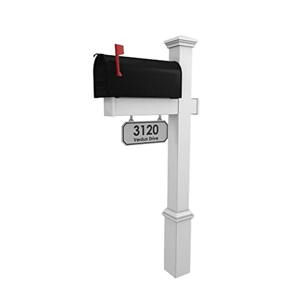 

Mailbox Post Combo White Vinyl Metal Black Address Plate Custom House Numbers Weatherproof Commercial Grade Aluminum Galvanized