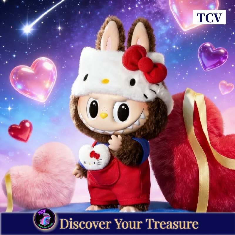 

Плюшевая кукла Tcv Popmart The Monsters Hello Kitty, коллаборация Sanrio Labubu, коллекционная мягкая игрушка, аниме-подарок на день рождения