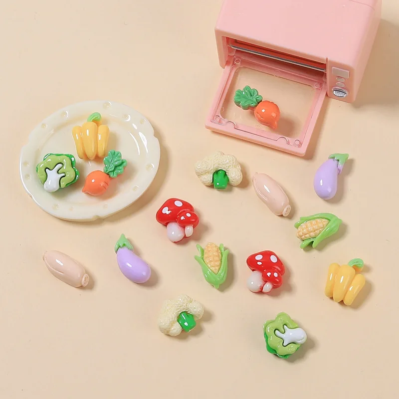 200pcs Cute Mini simulation Fruit Food vegetable Resin Series Flat Back Scrapbooking DIY Jewelry Craft Decoration Accessories