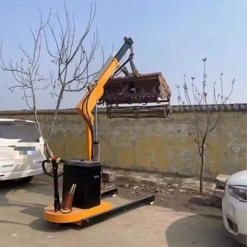 2 Ton Compact Industrial Mobile Lifting Machine Battery Self-walking Electric Mini Crane Telescopic Boom Warehouse Mobile Hoist