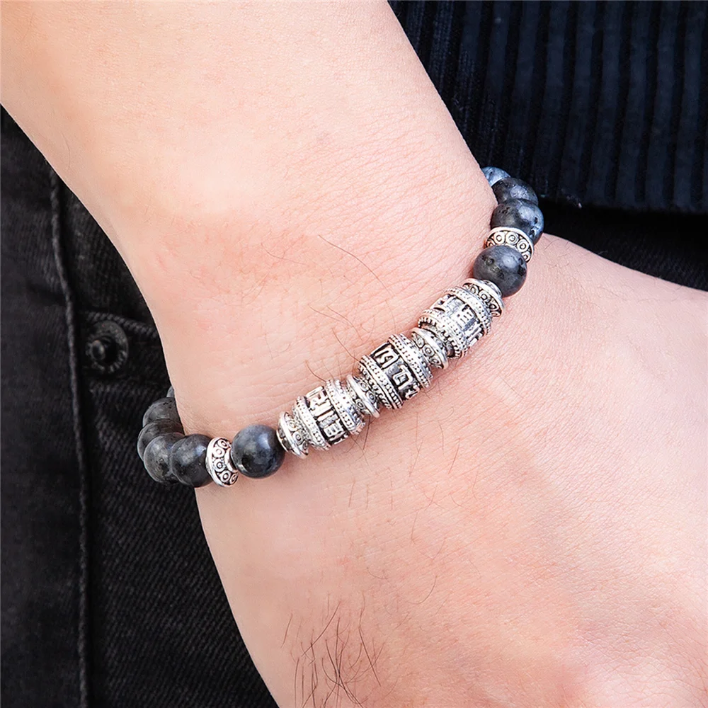 High Quality Natural Stone Bracelet for Men OM MANI PADME HUM Bracelet Women Fashion Handmade Stone Jewelry Jewelry Wholesale