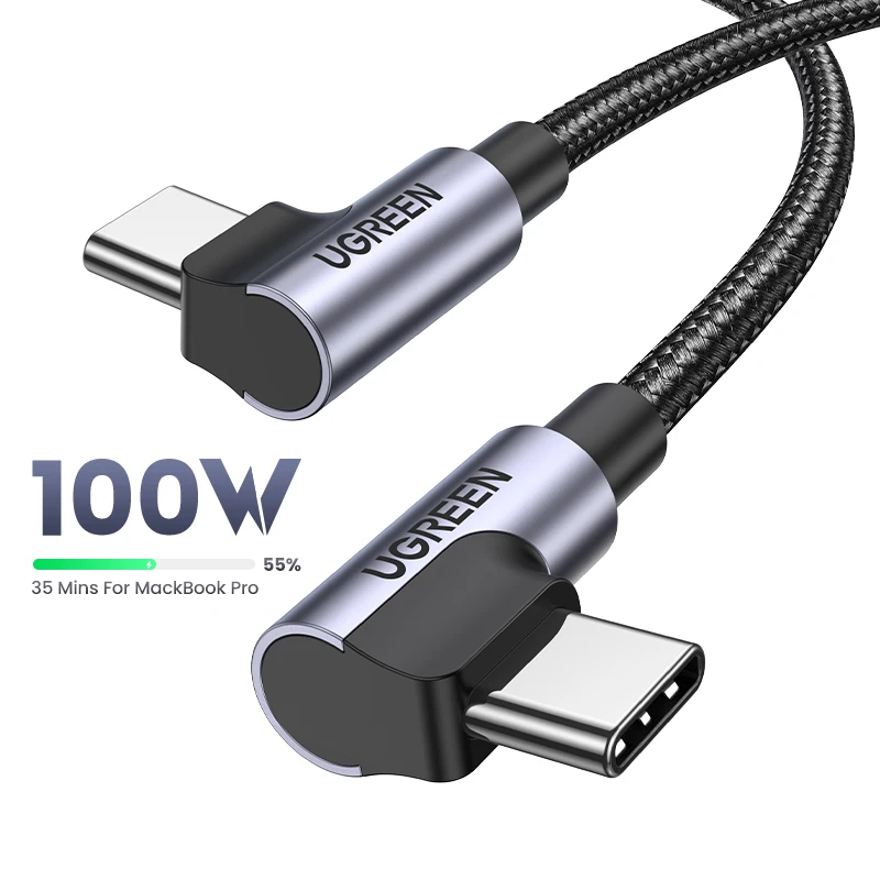 UGREEN Kabel USB-C 90 stopni PD100W/60W Type-C do ładowania pod kątem prostym 5A/3A do iPhone 17/16, Samsung, MacBook, 0,5-3M — zdjęcie produktu 7