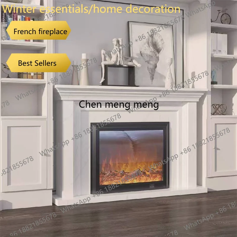 A95 Budget‑friendly rustic narrow wood fireplace cabinet, mixed Nordic‑Japanese‑French decor for living‑room home ornament.