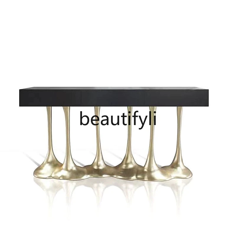 

Pure copper entrance cabinet entry against the wall Villa long cabinet entrance table