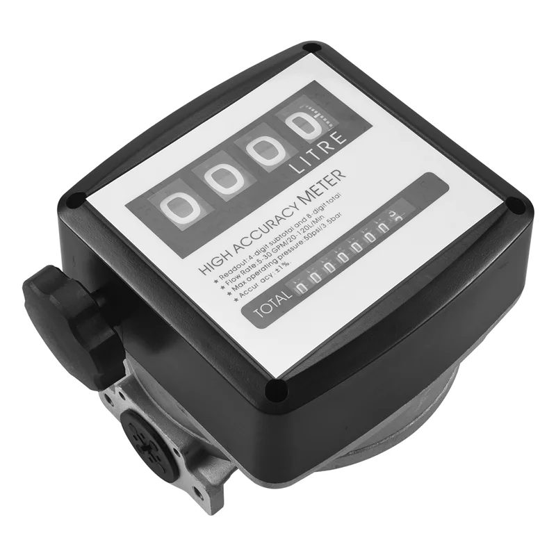 Medidor mecânico de fluxo de combustível de 4 dígitos medidor de fluxo de combustível mecânico 25mm (rosca interna de 1 polegada) 5-30 gpm/20-120l/min
