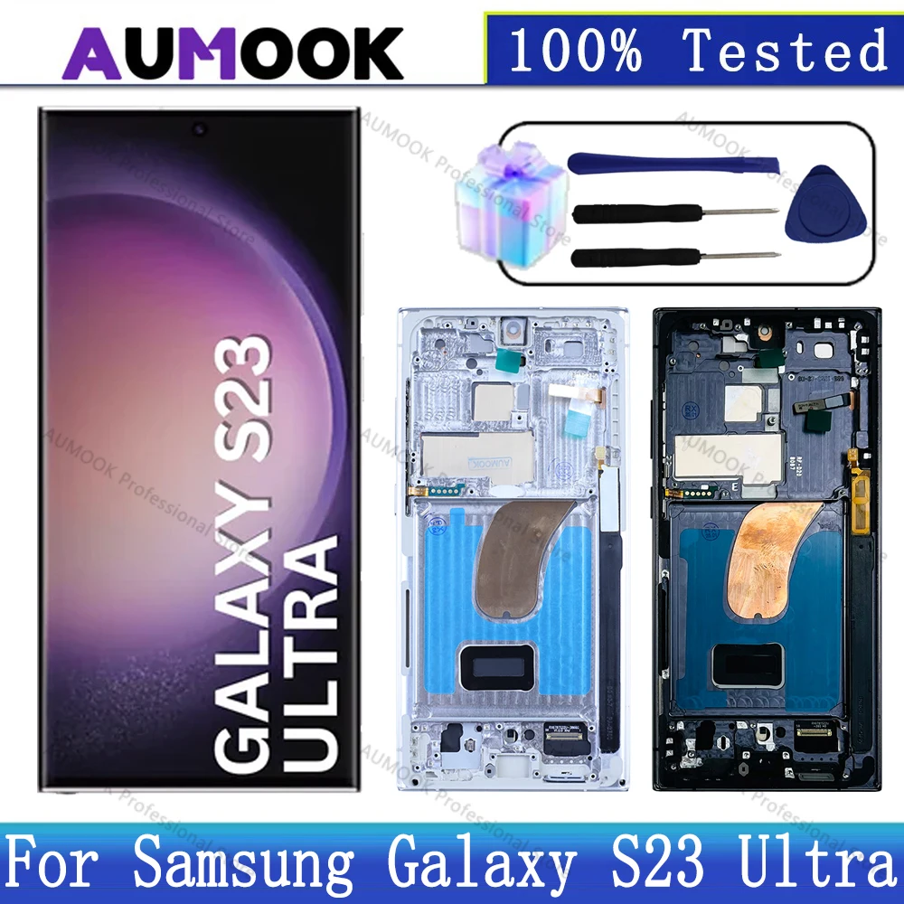 OLED Scherm Voor Samsung Galaxy S23 Ultra 5G S918B LCD Touchscreen Digitizer Sm S918b Ds S918u Glazen Paneel Volledige Montage Met Frame 1749981829