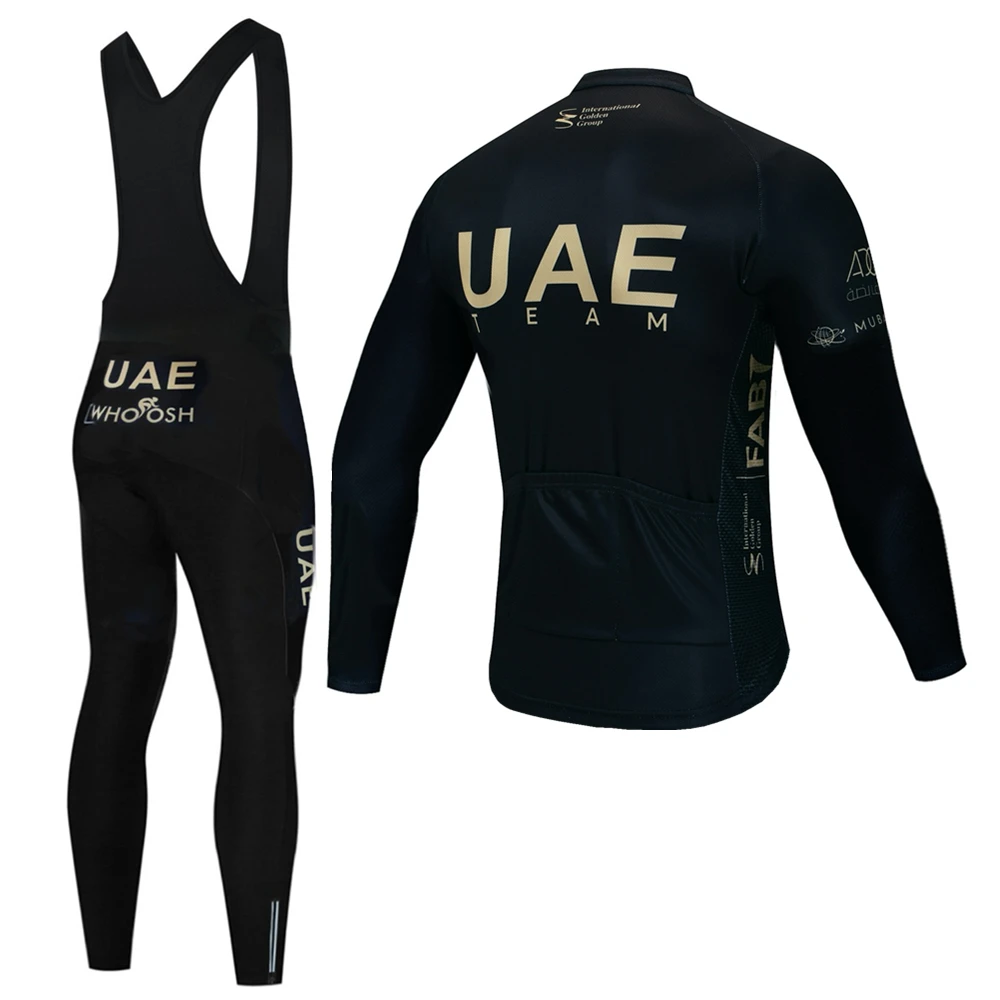 2024 UAE Autumn Long Sleeve Cycling Jersey Set Bike Suit 19D Gel Pad Pants Autumn MTB Maillot Ciclismo Clothing Bicycle Uniform