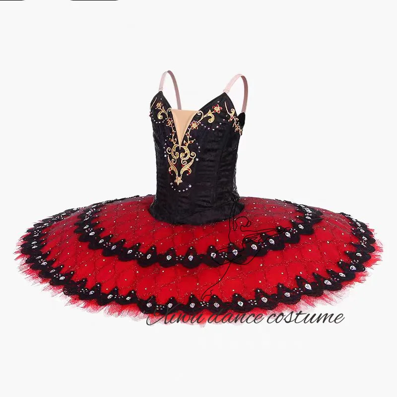 فستان Don Quixote Esmerada ذو أداء الباليه المتنوع من فستان توتو ذو اللون الأسود والأحمر