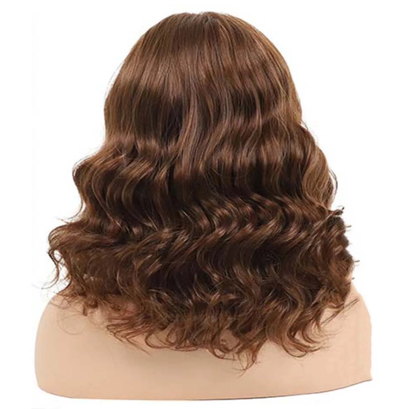 Synthetic Long Brown Wavy Wig with Side bangs Hair Cosplay Heat Resistant Wigs for Women Daily Party Use