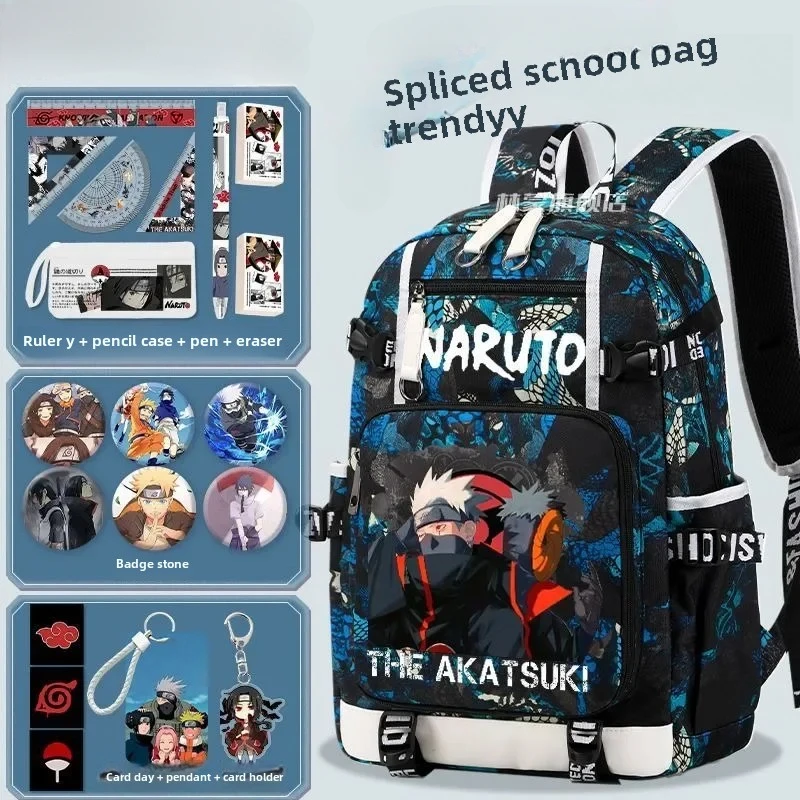 Naruto Schoolbag Boys Students Fashion Large-capacity Backpack Japanese Anime Joint Light School Schoolbag Cool Cartoon Backpack