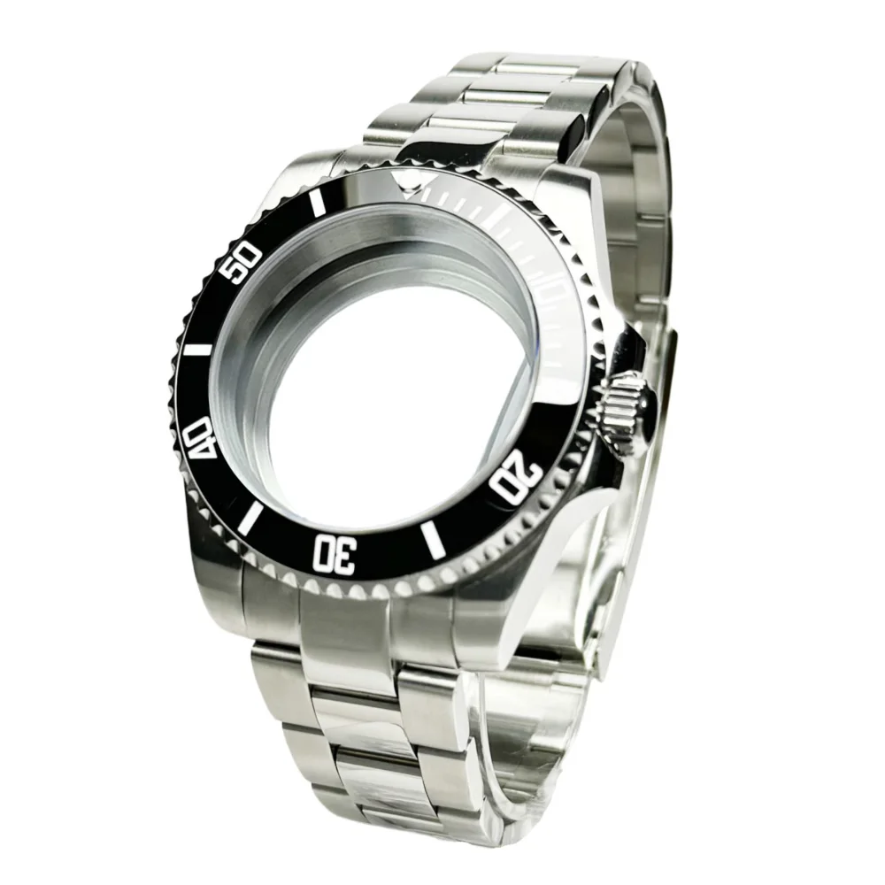 Diver Watch Case Fit for Sub Polish Oyster Band Mod NH34 NH35 NH36 NH70 NH72 20bar red blue bezel 120 Clicks Sliding Buckle