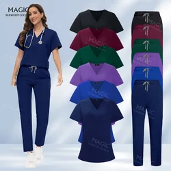 Abbigliamento chirurgico ospedaliero uniforme medica Set di Scrub per donna accessori per infermiere medico Set di Scrub per clinica odontoiatrica abbigliamento da lavoro per salone di bellezza