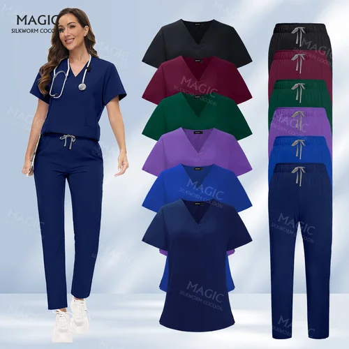 Ropa quirúrgica para Hospital, uniforme médico, conjunto exfoliante para mujer, accesorios para médico y enfermera, conjunto exfoliante para clínica Dental, ropa de trabajo para salón de belleza