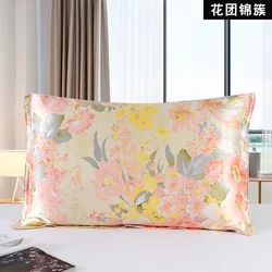 100% nature mulberry Silk 19mm charmeuse silk Yellow Floral print pillowcase pillow cases Envelope Closure standard queen king