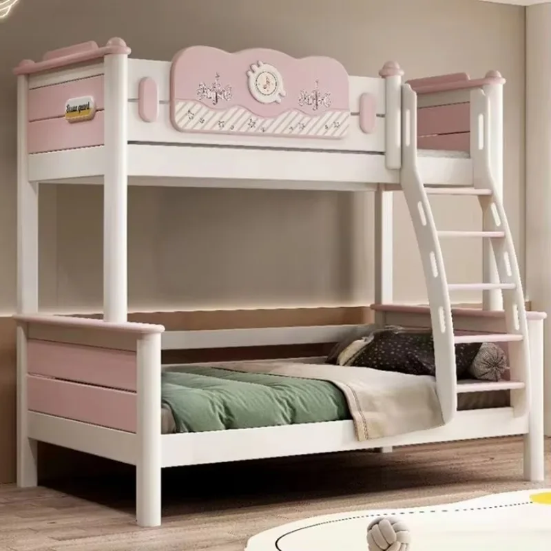 

Новая детская двухъярусная кровать 2025 года в современном минималистичном стиле с мультяшным дизайном, из массива дерева, с настраиваемым хранилищем и книжной полкой