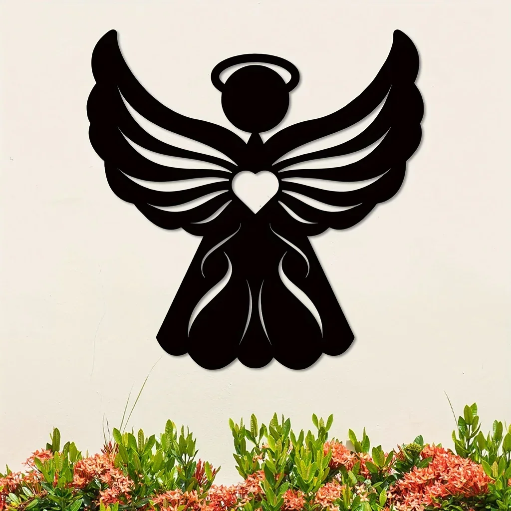 HELLOYOUNG Christmas Angel Metal Home Decor Art Metal Wall Sculpture Angle Silhouette Decoration Used for Housewarming Gift Rest