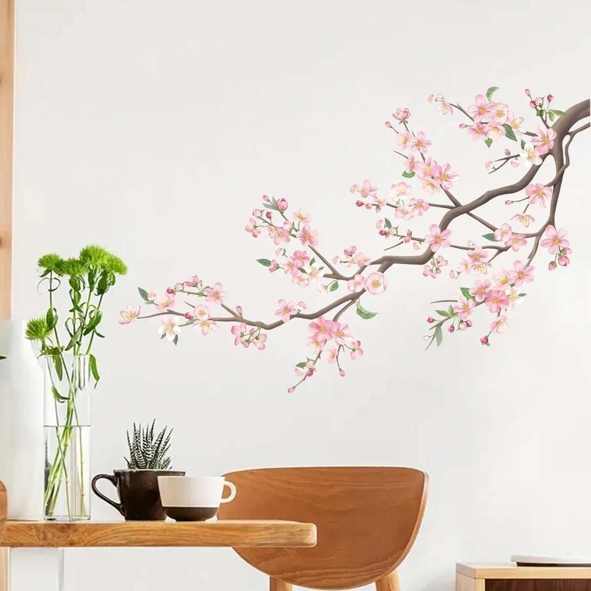 

1Pc Watercolor Pink Spring Flowers Wall Stickers Children Room Decoration for Bedroom Living Room Decor for HouseWall Decals