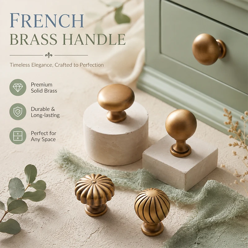5pcs Retro French Style Bronze Cabinet Pull Small Brass Knob Single Hole Handle for Dresser Wardrobe Door Drawer