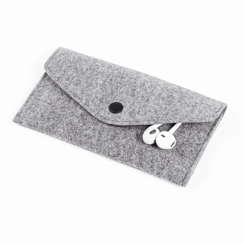 Felt Coin Wallet Women Men Purse Change Bag ID Credit Card Holder Cash Money Organizer Pouch Long Clutch with Buckle Solid Color