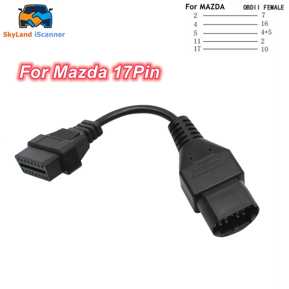 

2026 Best Car Diagnostic Cable For Mazda 17Pin to 16Pin OBD2 OBD II Cable Connector Cable For Mazda 17 Pin Connect Adapter