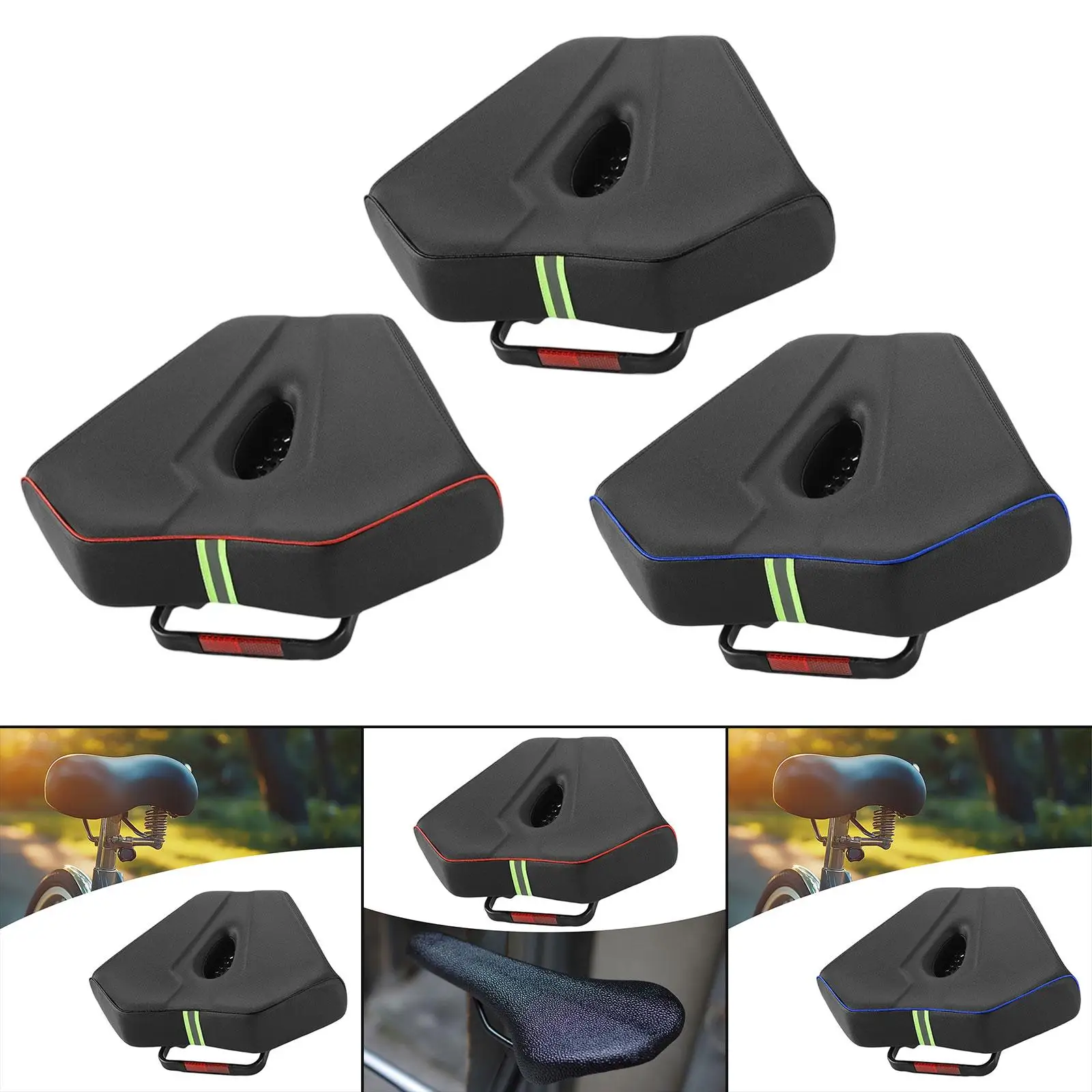 

Noseless Bike Seat for Men Women Wear Resistant Wide Shock Absorption Bike Saddle for Electric Bike Mountain Bike Accessories