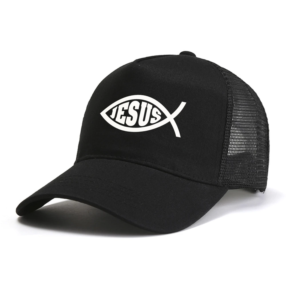 

Jesus Fish Christ baseball cap For Man Woman Christian Jesus Faith Inspirational cap outdoor mesh breathable snapback hats
