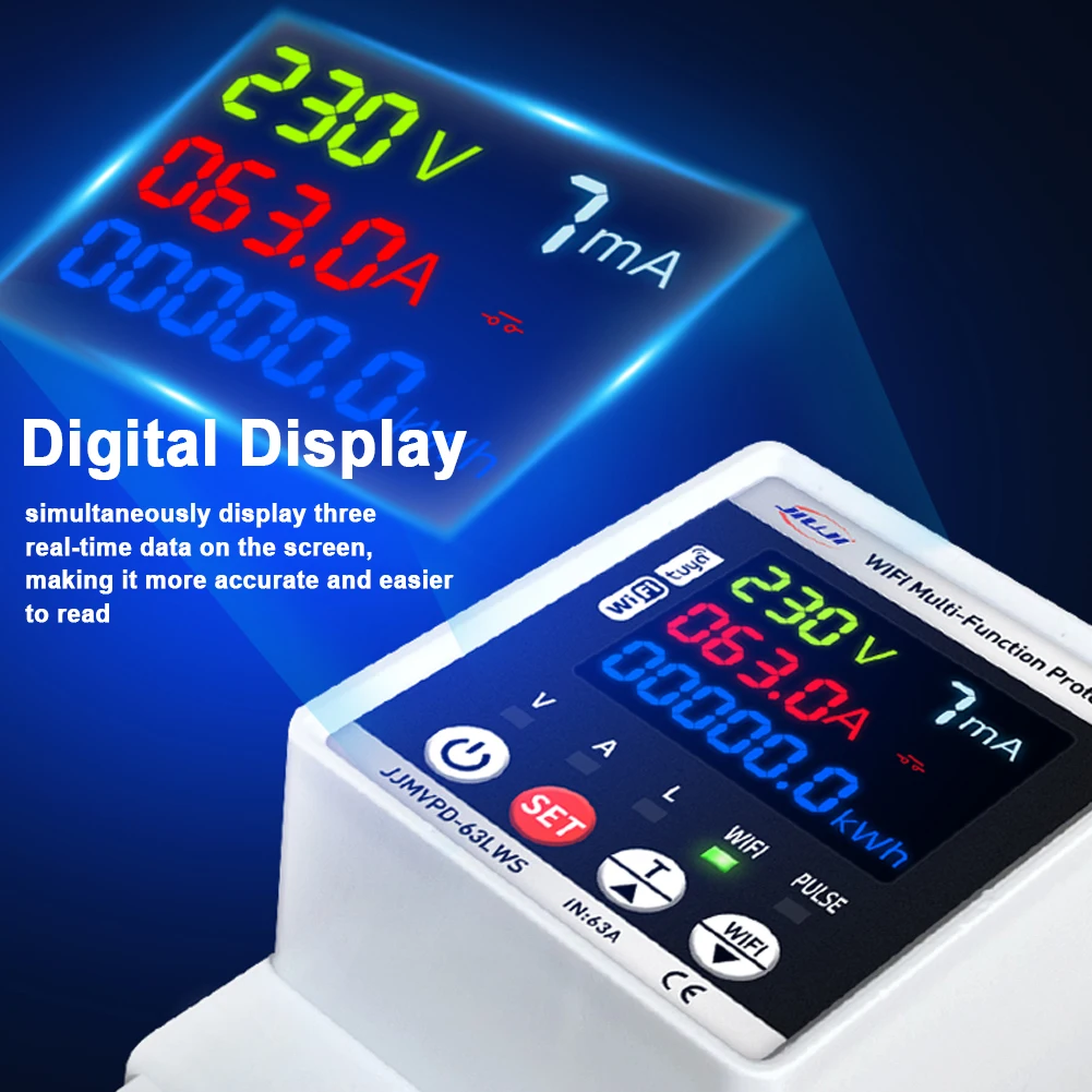 Tuya WiFi Automatic Reclosuring Protector Intelligent Circuit Breaker Single Phase Reclosing Switch Adjustable Voltage