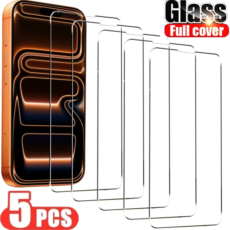 

5Pcs Clear Tempered Glass For iPhone 17 Pro Max HD Full Cover Screen Protector For iPhone Air Phone Accessories Protective Glass