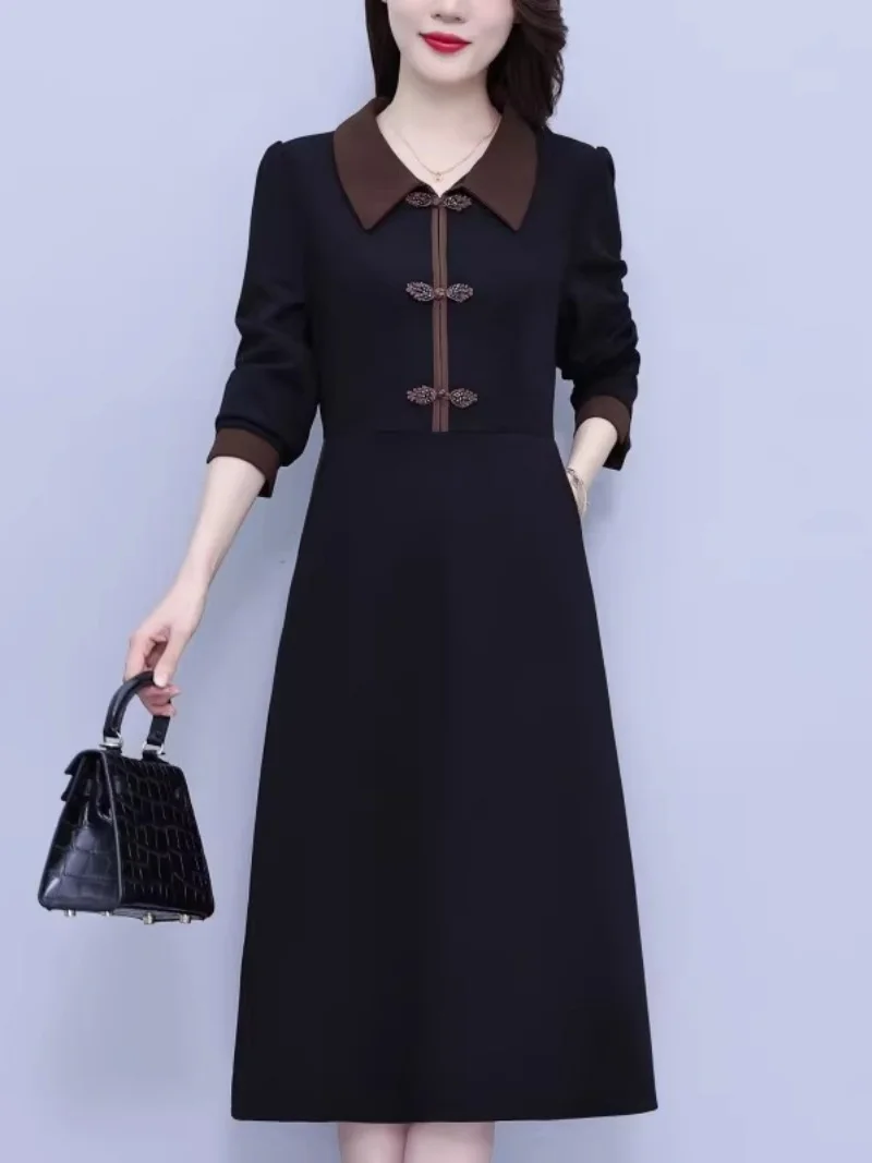 

Современное китайское платье 2025, новый стиль Cheongsam для женщин, роскошная повседневная офисная одежда, облегающее платье с длинными рукавами W1971