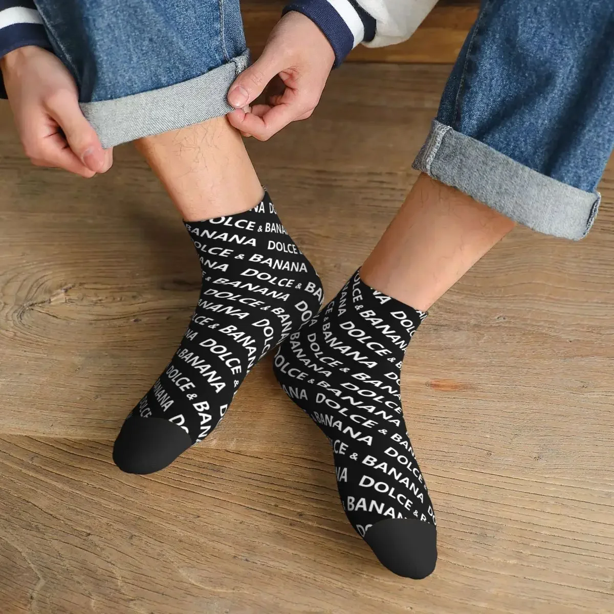 Dolce Banana Men's Crew Socks Unisex Fashion 3D Printing Dress Socks