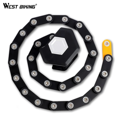 Imagen 2 del producto WEST BIKING-cerradura plegable para bicicleta, candado de seguridad antirrobo de acero de aleación portátil, candado para bicicleta eléctrica, accesorios para bicicleta de montaña y carretera