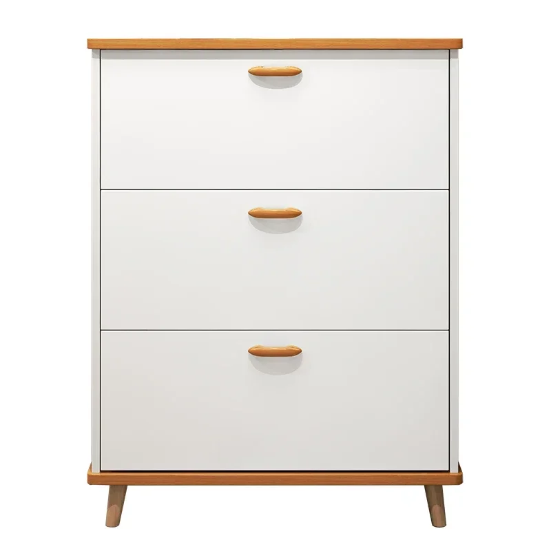 

Nordic ultra-thin household entrance flip bucket entrance cabinet integrated solid wood leg shoe cabinet
