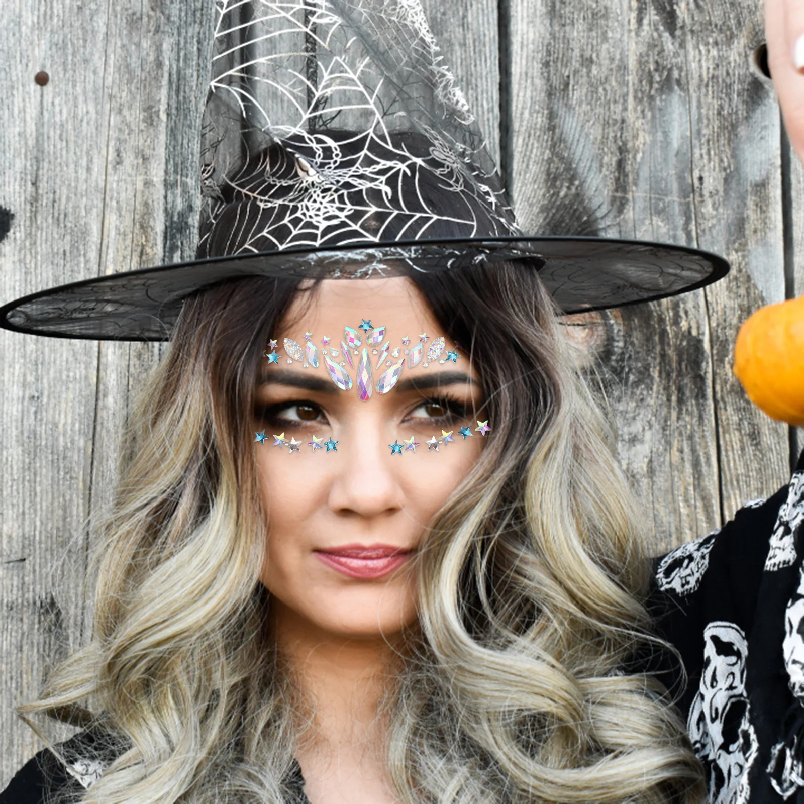 ملصقات الوجه والأحجار الكريمة من الأكريليك لحفلات المهرجانات والهالوين وديكور الوشم المؤقت