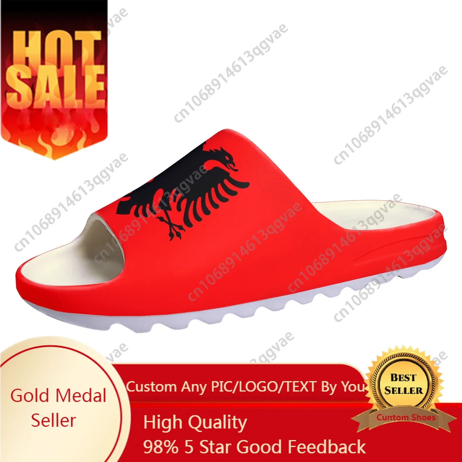 Albanian Flag Soft Sole Sllipers Home Clogs Step on Water Shoes Mens Womens Teenager Bathroom Albania Customize on Shit Sandals