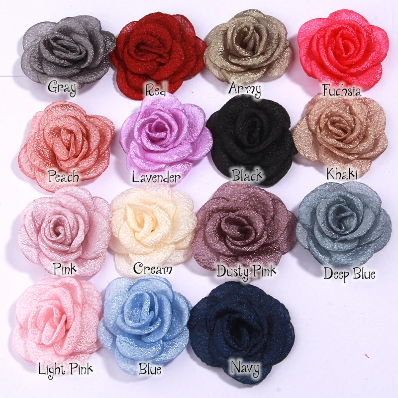 10Pcs 5cm Chiffon Rose Artificial Flowers Yarn Fabric Flowers For Headwear Dress Wedding Bouquet Decor Craft Flower Accessories