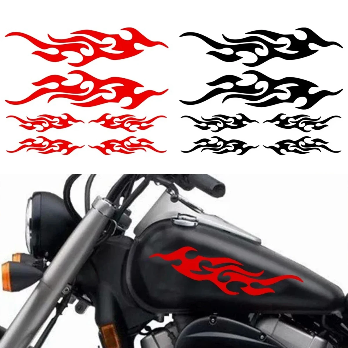 

Black Red Flame Vinyl Reflective Moto Car Bumper Stickers Motocross Body Helmets Racing Stickers Motorcycle Accessories Decal