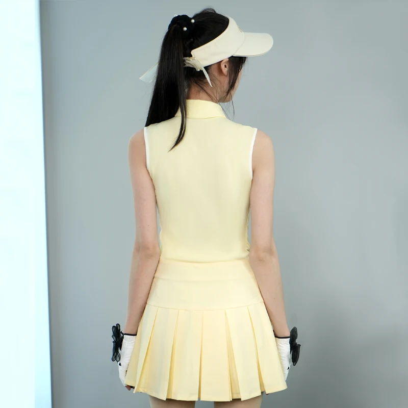 Golf Women\'s Polo Shirt Sleeveless Quick Dry Breathable Short Pleated Skirt with Shorts Causal Golf Tennis Clothes