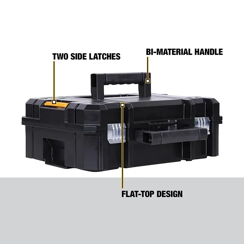 DEWALT-Estojo de Armazenamento Modular Empilhável para Furadeira Elétrica, Caixa de Ferramentas, TSTAK II, Flat Top, Acessórios Chave, DWST17807