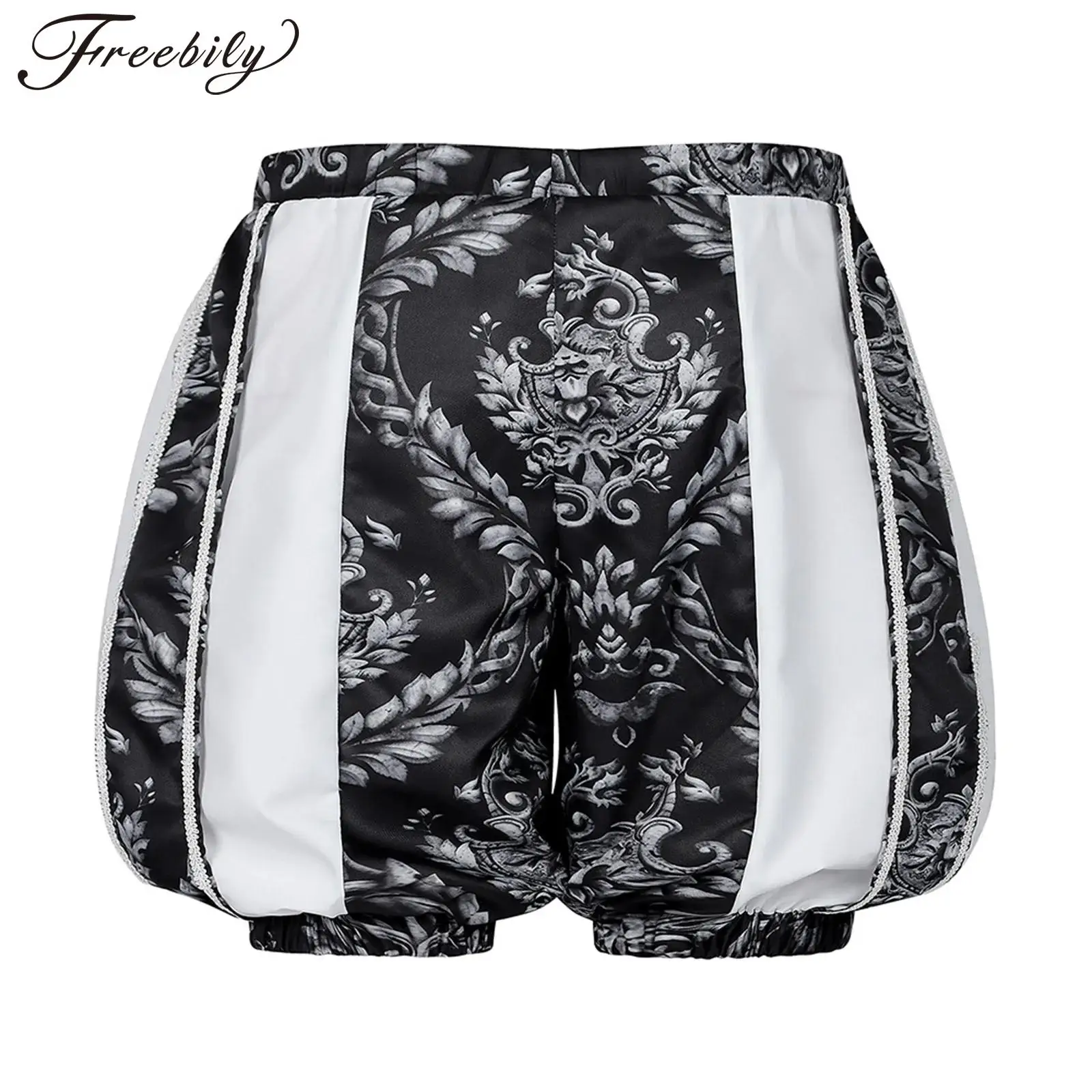 

Womens Retro Medieval Shorts Renaissance Royal Bloomers Themed Parties Vintage Floral Pumpkin Shorts Carnival Stage Outfits