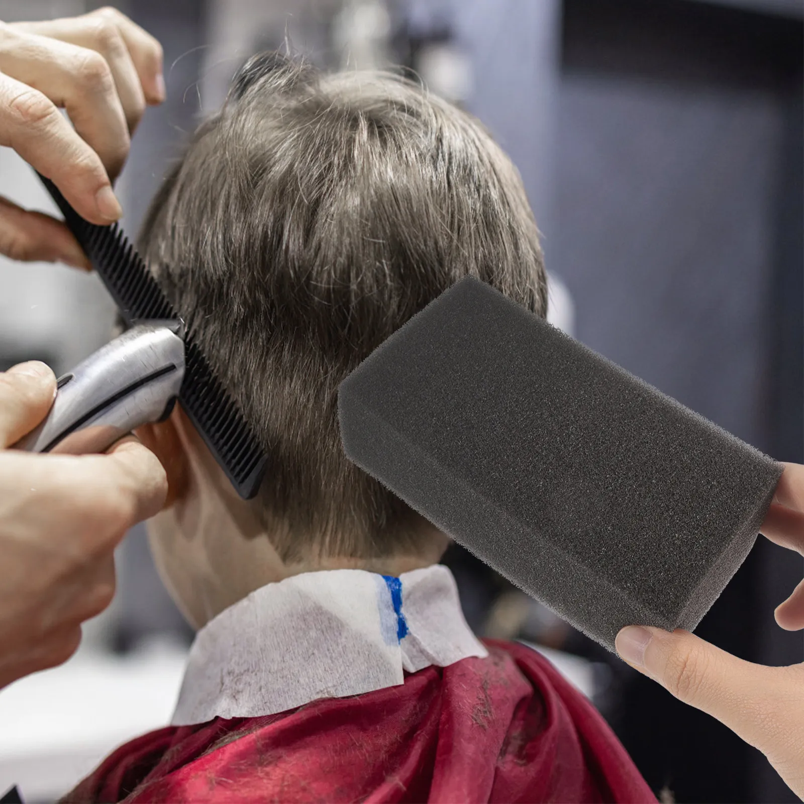 

5Pcs Hair Sponge Multi-Use Shredded Hair Brush Supple Comfortable Grip Haircut Cleaning Brush for Men Beard Barber Shop Salon