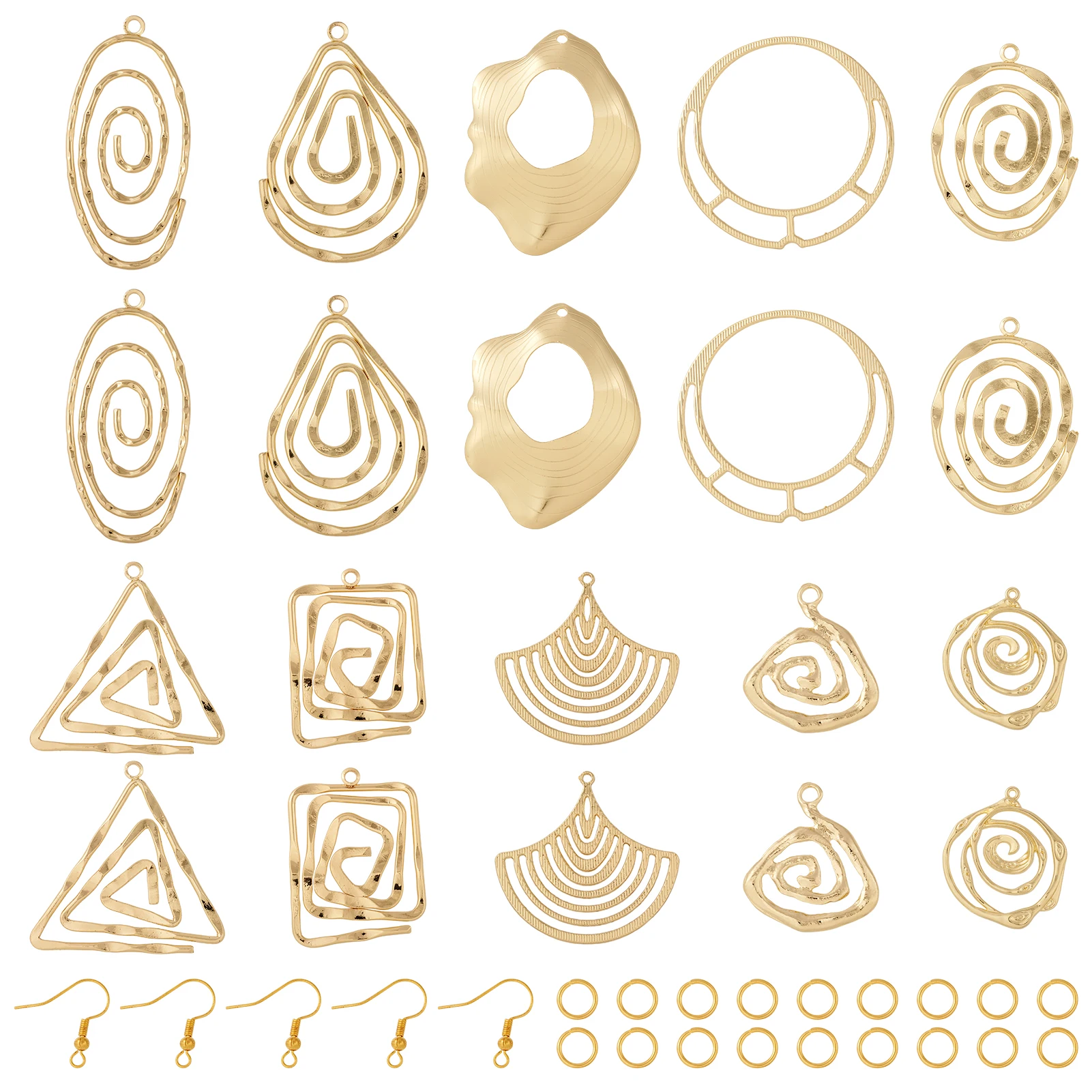 10 Pair Geometric Vortex Oval  Triangle Fan Shape Pendants Alloy Earring Making Kit For Handmade Women Girls Fashion Gifts