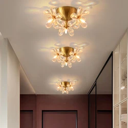 Nordic LED Ceiling Lights Flower Crystal Aisle Corridor Light Entrance Hall Balcony Decor Ceiling Lamp Chandeliers Lampara techo
