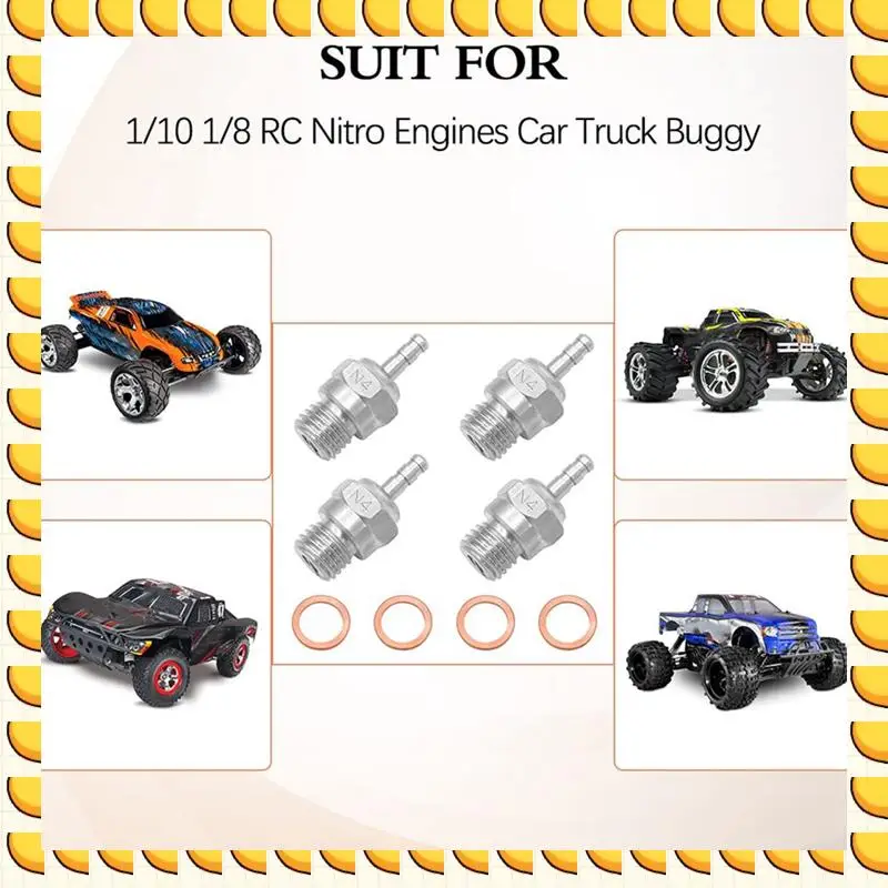 BAAU 4Pcs Hot Glow Plug N4 Spark Nitro Engine Replacement OS For HSP HPI Redcat 1/8 1/10 RC Car Truck