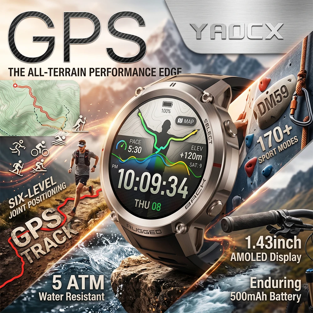 

New GPS Smart Watch Rugged Military 500 Mah BT Call Fitness Tracker IP69 Waterproof Health Monitor For Android iOS Smartwatches