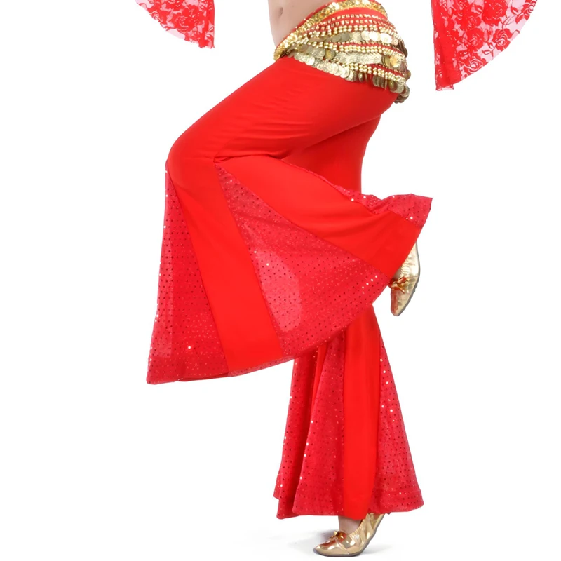 New Belly Dance Costumes Senior Fish Tail Pants Belt Belly Dance Pants Women Dancer Lantern Highlights Practice Clothes Pants