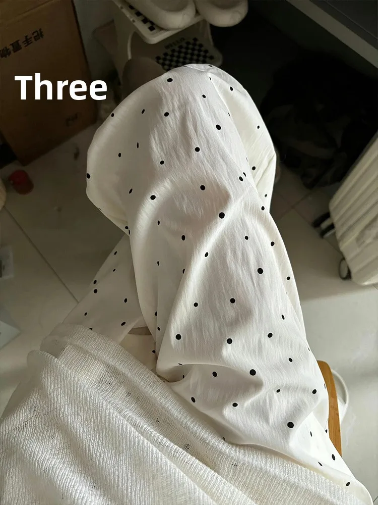 

Summer Thin Ice Silk Wide Leg Pants Women Casual High Waist Drapey Straight Cotton Linen Loose Fit Trousers Faion Commute