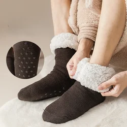 5 pares meias de neve masculinas outono inverno casa meias de sono extra grosso e quente pés cordeiro pelúcia meados tubo resistente ao frio meias de chão