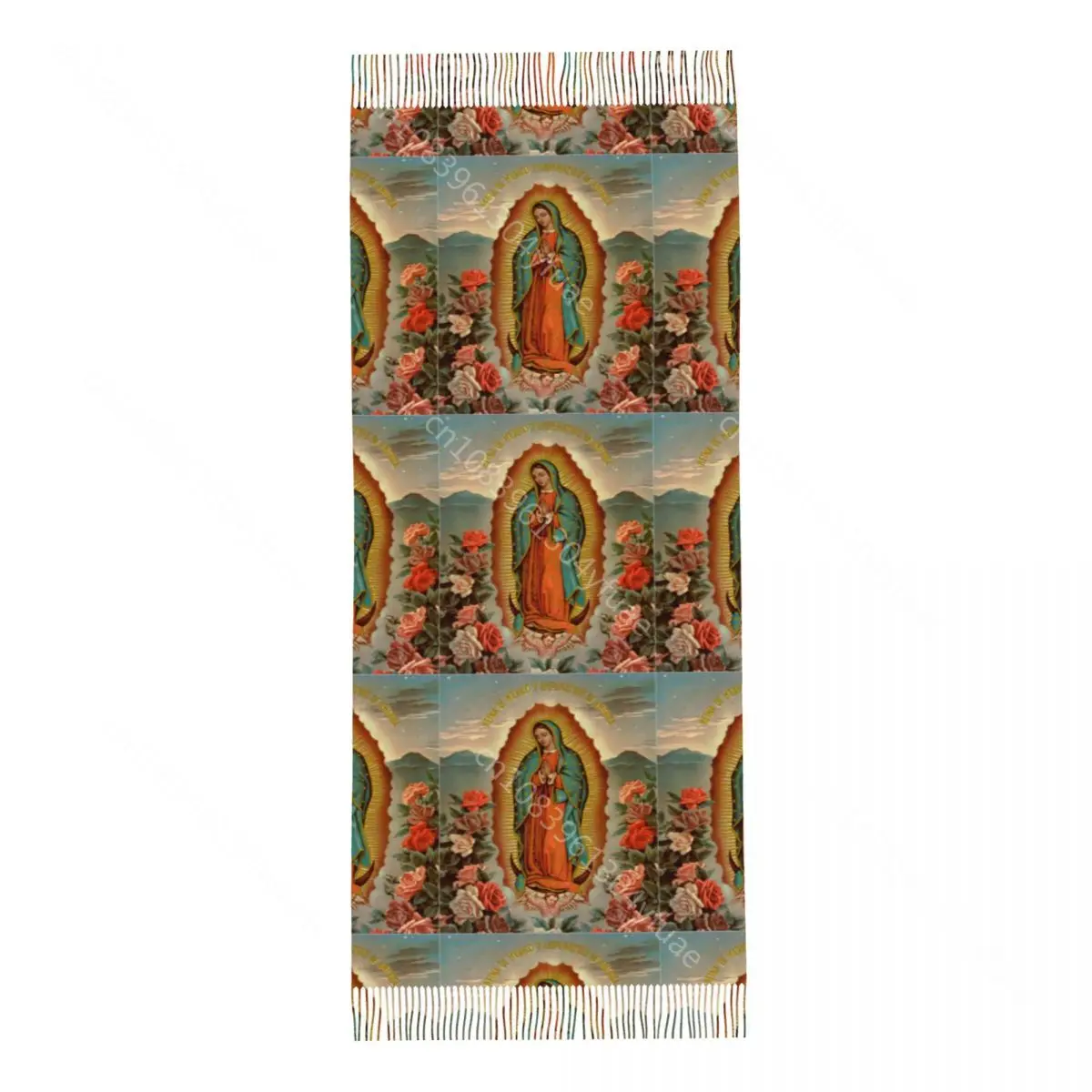 Our Lady Of Guadalupe Mexican Virgin Mary Shawls Wrap Womens Warm Large Long Scarf Christian Catholic Neckerchief Tassel Scarves