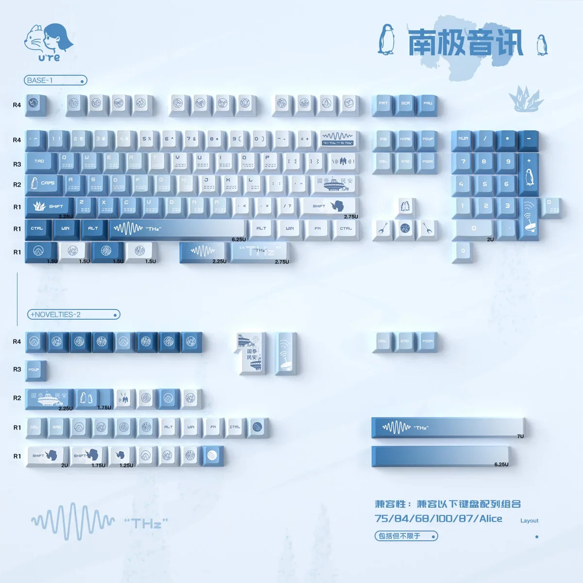 Antarctic audio mechanical keyboard keycap 152 keys thickened PBT five-sided sublimation original factory